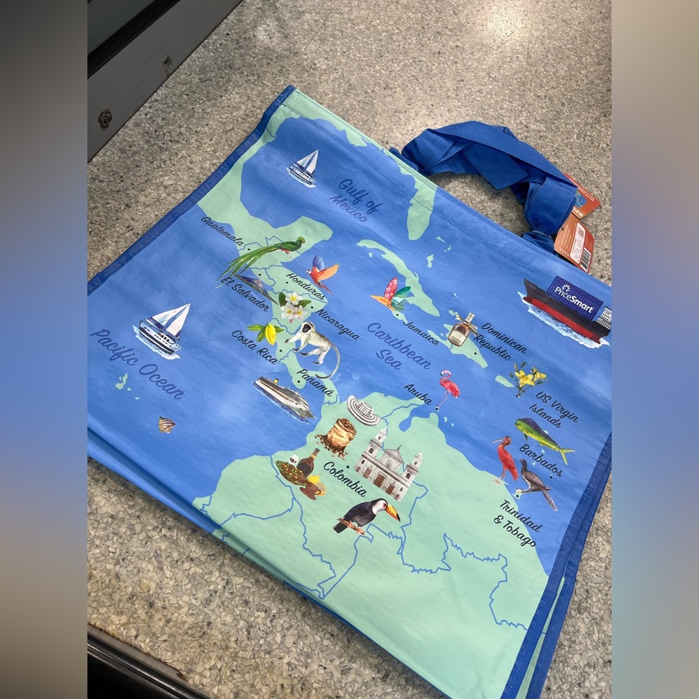 New Costa Rica PRICESMART Costco Reusable Tote Shopping Bag Pura Vida Map Eco